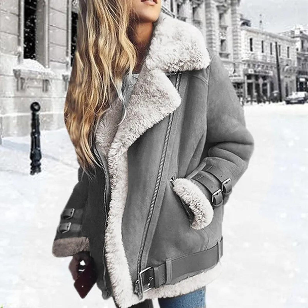 Natalie | Women’s Faux Fur Lined Moto Jacket