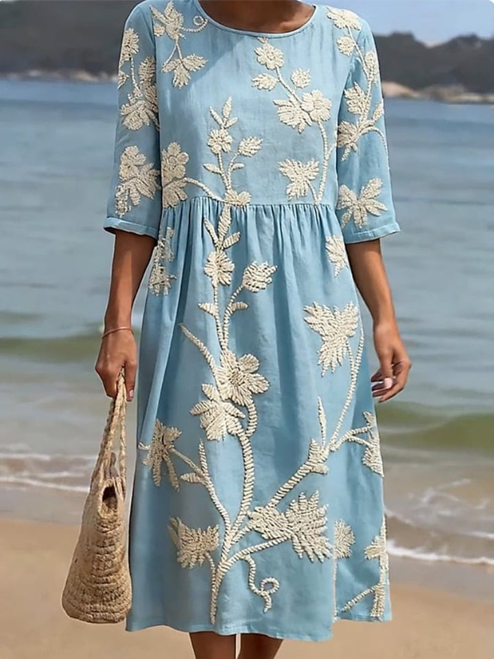 Women's Midi Embroidered Vintage Dress