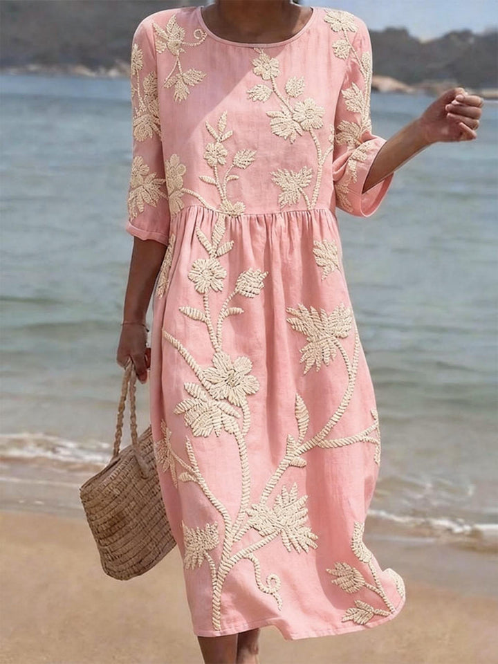 Women's Midi Embroidered Vintage Dress