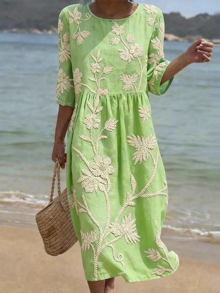 Women's Midi Embroidered Vintage Dress