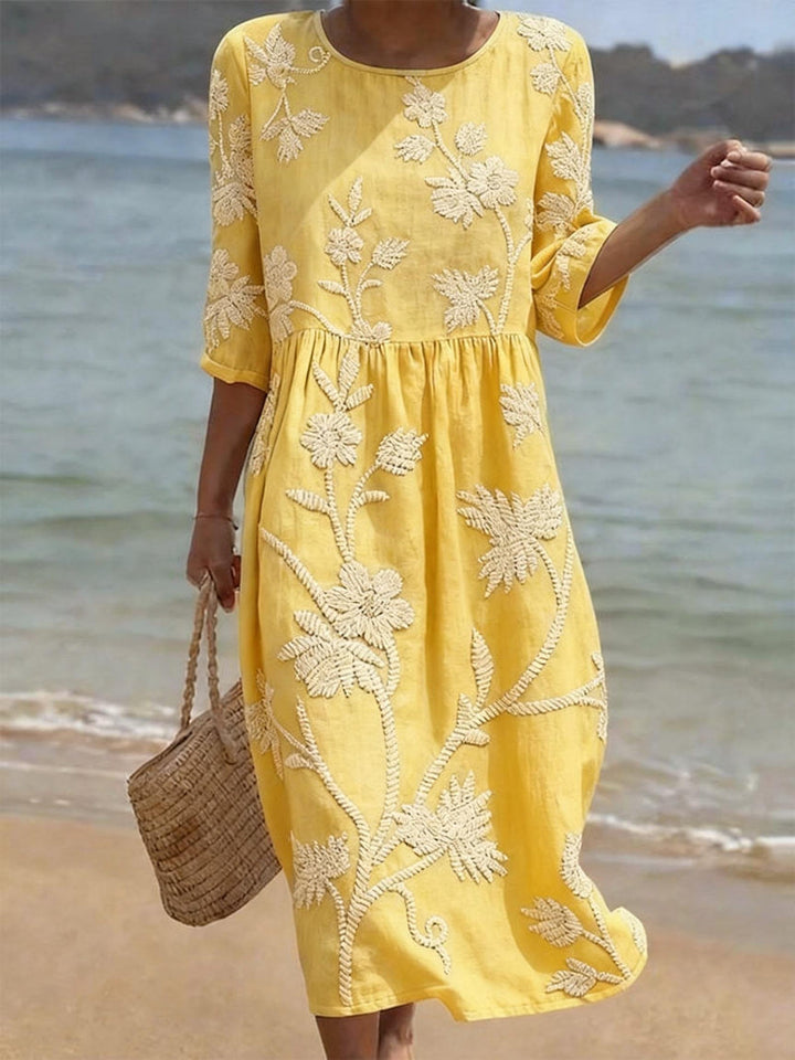 Women's Midi Embroidered Vintage Dress