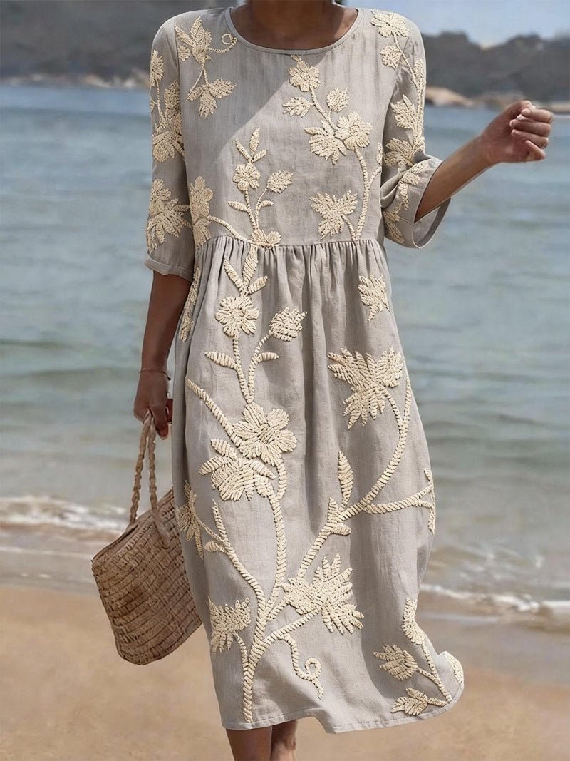 Women's Midi Embroidered Vintage Dress