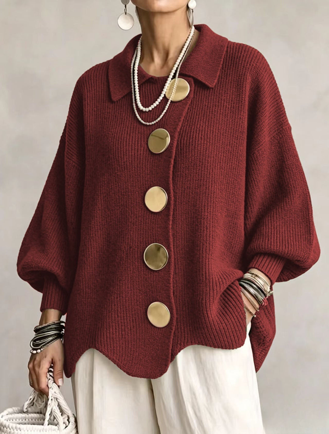 Marlowe | Women's Oversized Cardigan with Lantern Sleeves