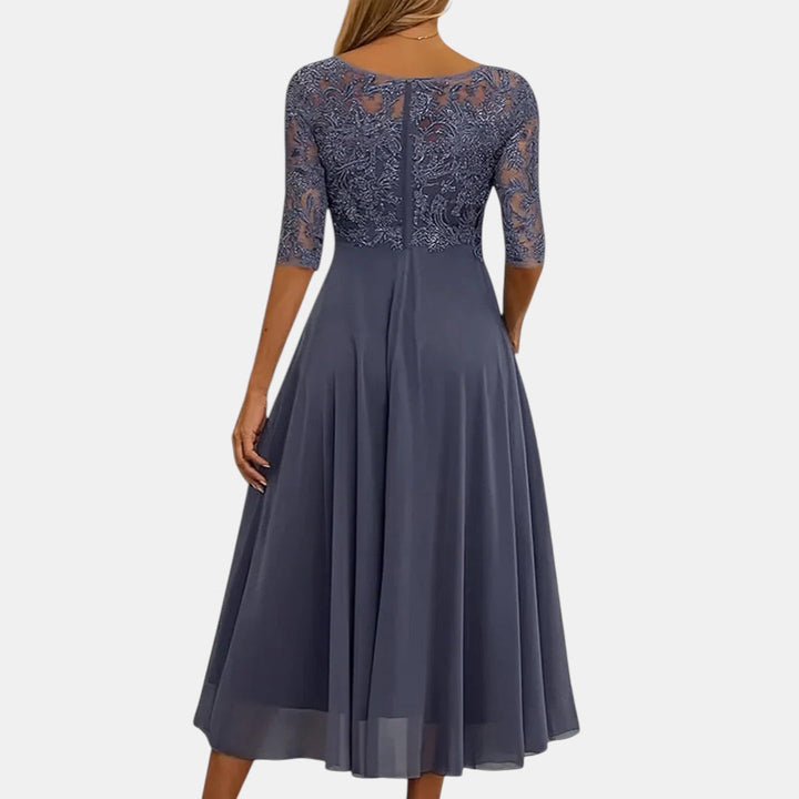Women's Wedding Guest Flared Embroidered Dress