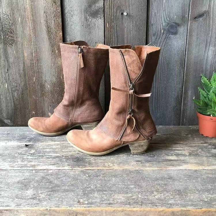 Marisol | Women's Leather Mid-Calf Zip Boots