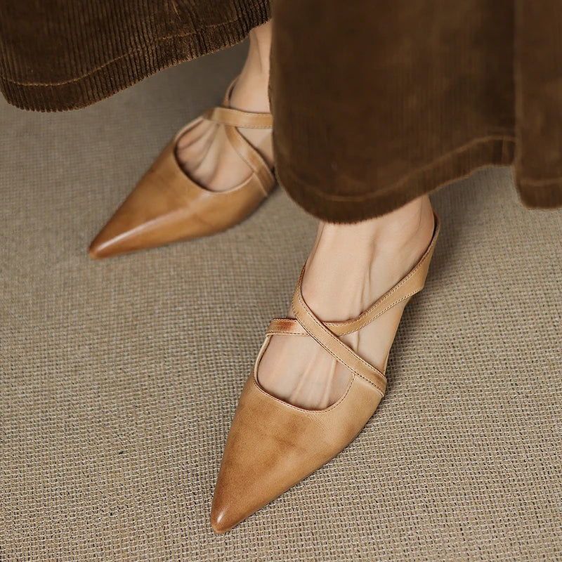 Helene Genuine Leather Mules