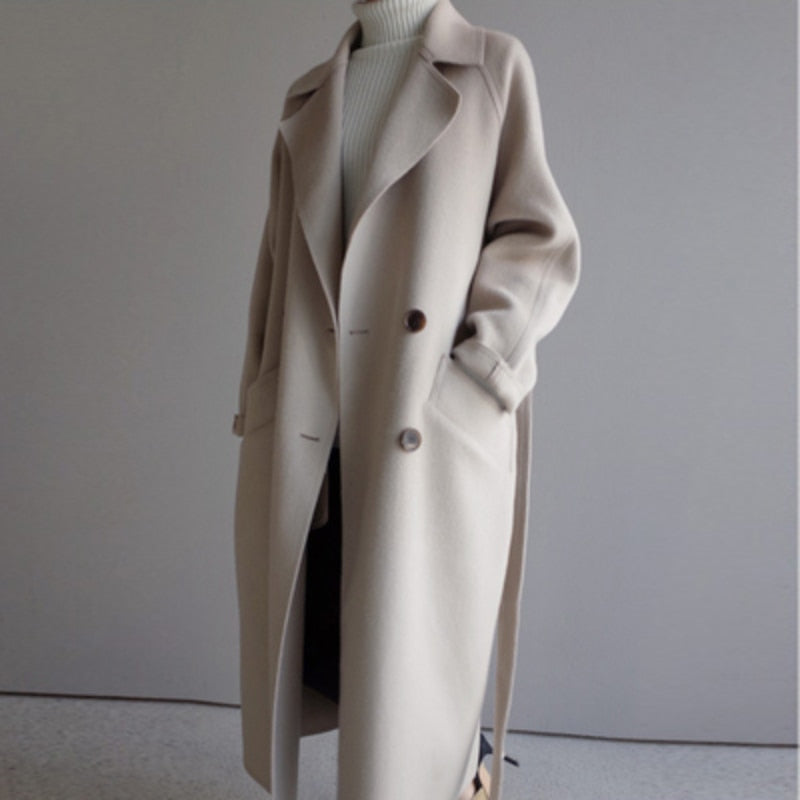 Zaida  | Long wool winter coat with gordel