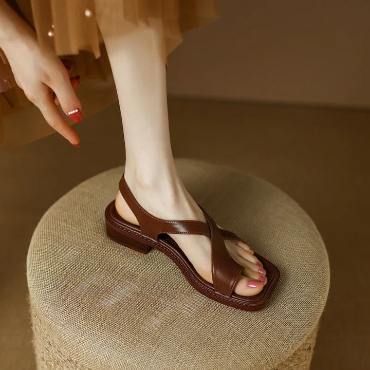 Italian Leather Cross Sandals