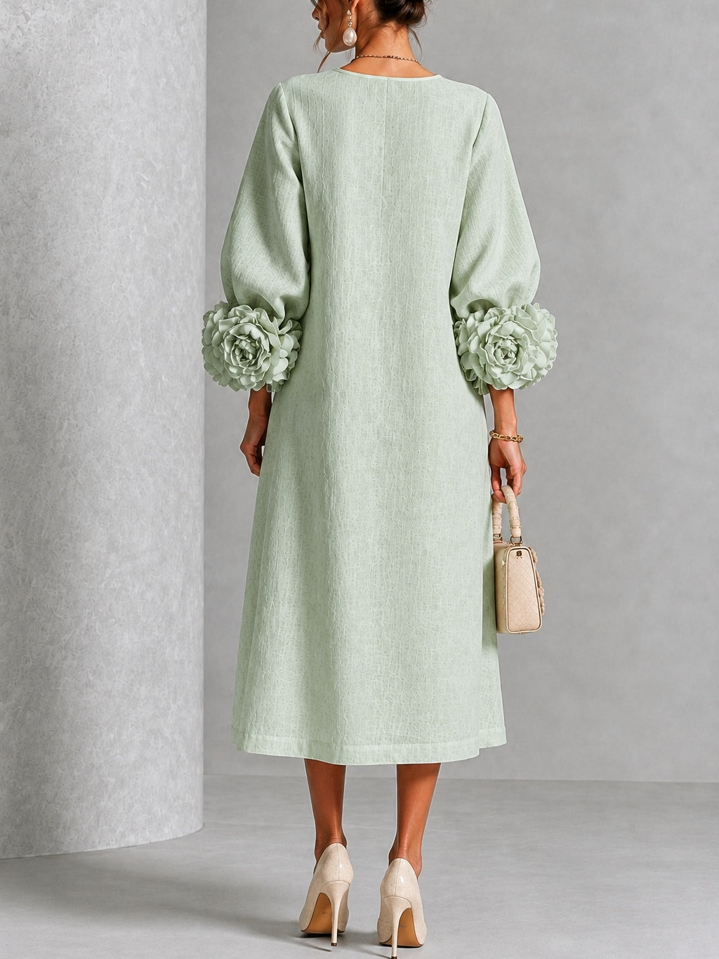 Sienna | Women's Floral-Cuff Midi Dress