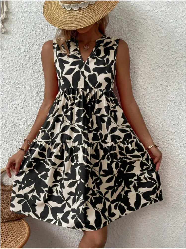 Avery | Comfortable V-Neck Print Dress