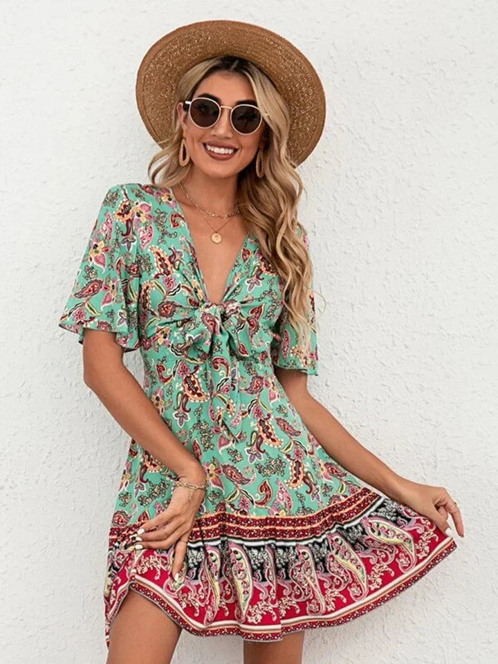 Sarah | Floral Tie-Front Dress