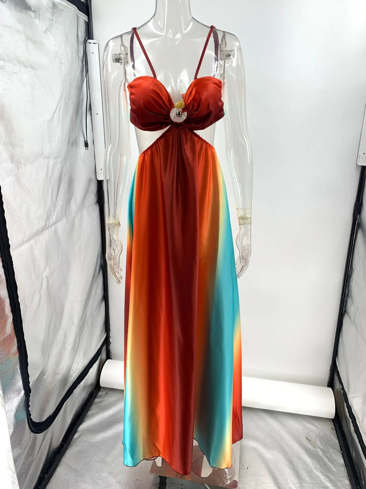 Kira | Satin Maxi Dress with Knot Front
