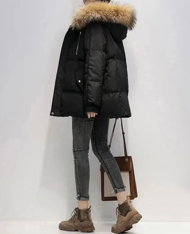 Ella® | Winter coat with faux fur hood