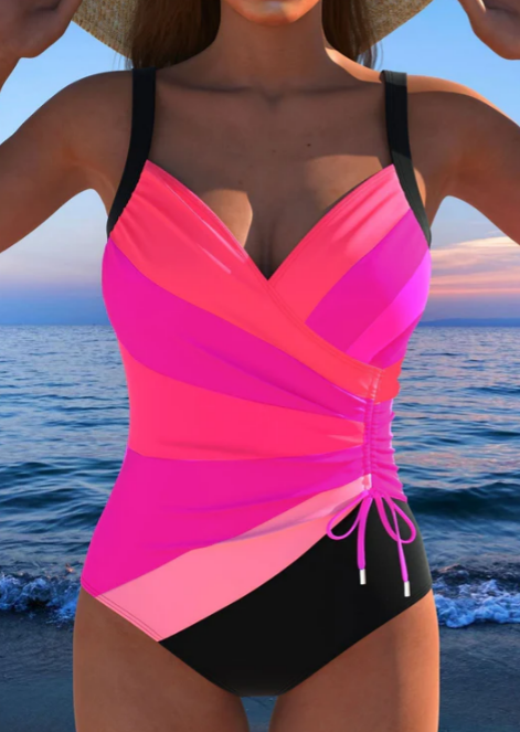 Luxurious wrap swimsuit with colorful print