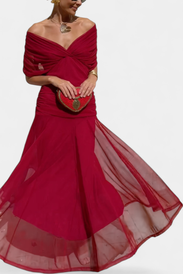 Florendra | Long Floral V Neck Dress