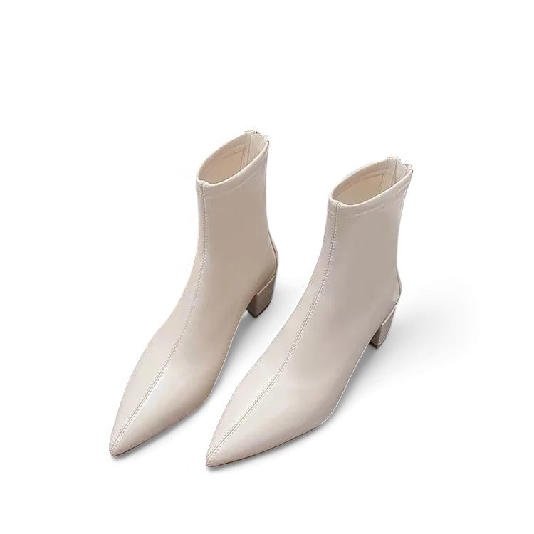 Stylish women's pointed toe fashion boots with back zipper closure