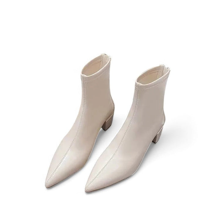 Stylish women's pointed toe fashion boots with back zipper closure