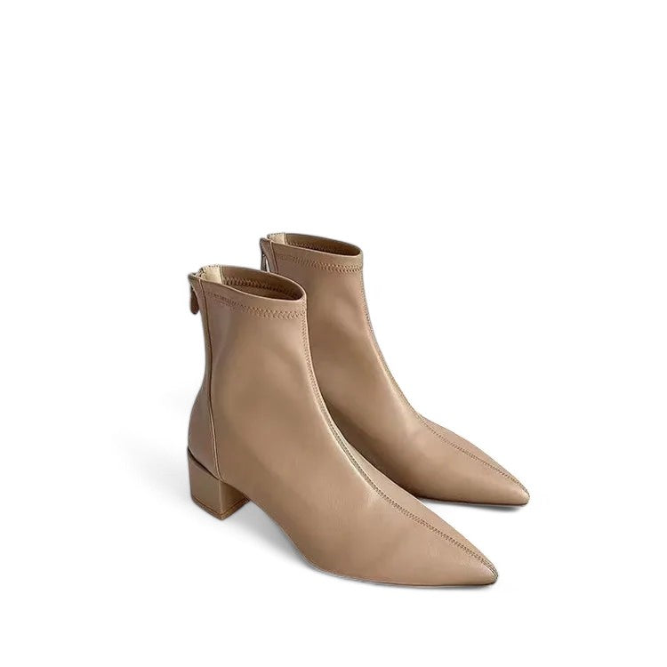 Stylish women's pointed toe fashion boots with back zipper closure