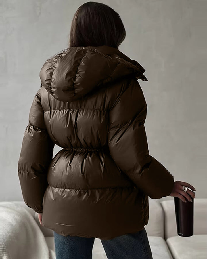 Chloe | Winter Drawstring Shiny Puffer Jacket