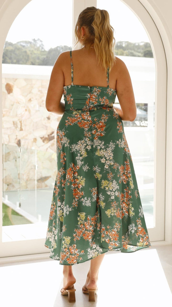 SATIN FLORAL DRESS