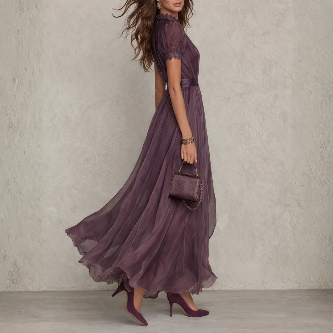 Women's Wedding Guest Flared A-Line Maxi Dress