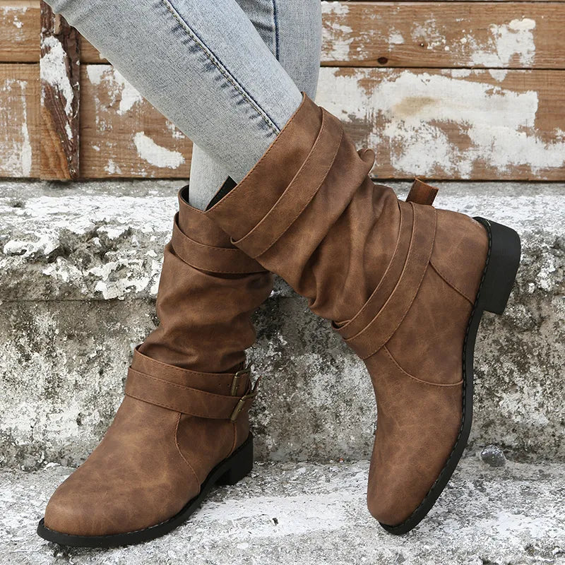 Stylish women's casual Martin boots with round toe design