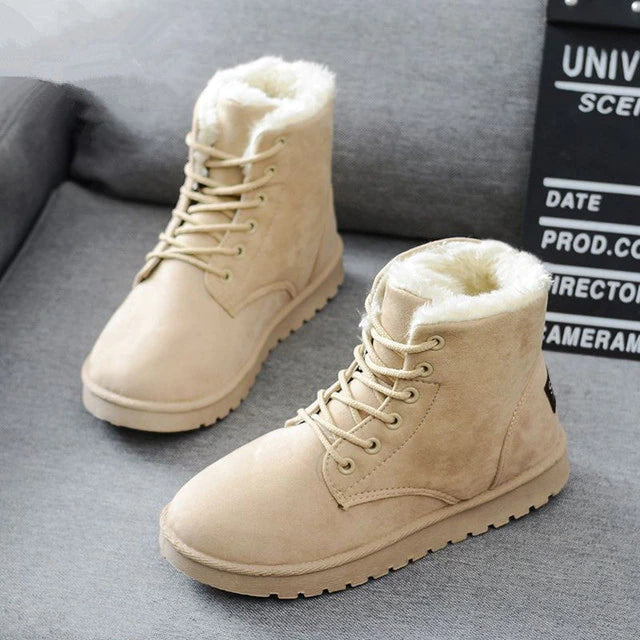 Trendy lace-up snow boots for women with cross straps