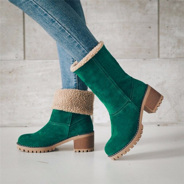 Women's mid-calf suede ankle boots