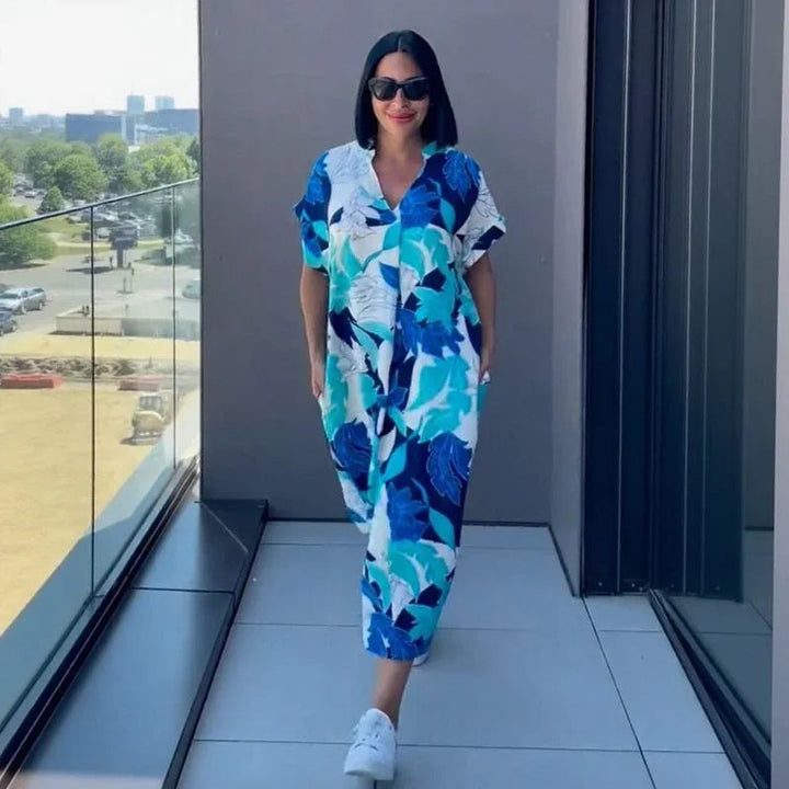 Oceania™ Dress in Viscose with a Loose Fit and Tropical Print
