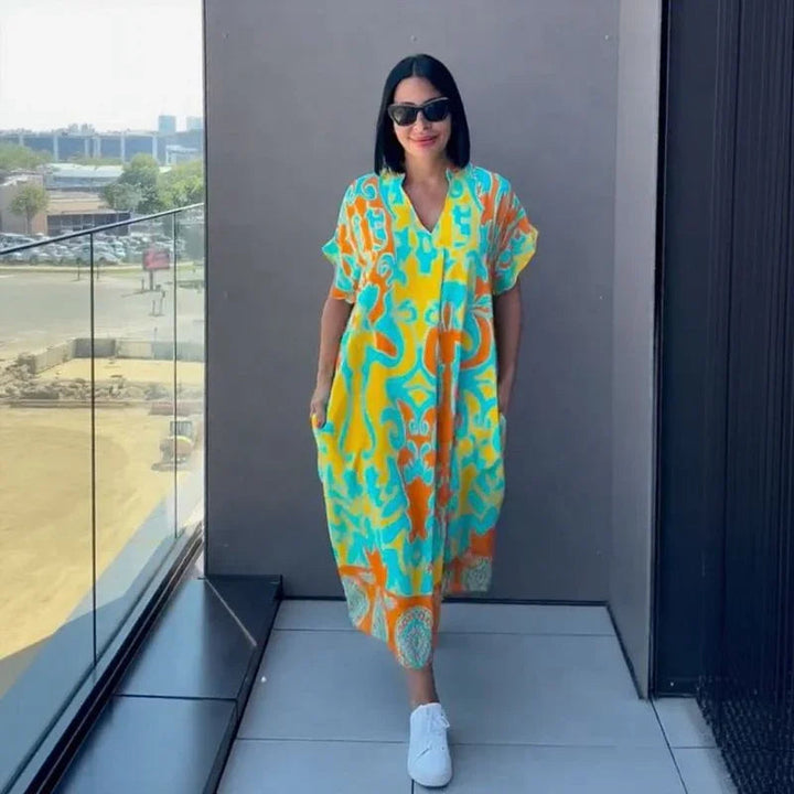 Oceania™ Dress in Viscose with a Loose Fit and Tropical Print
