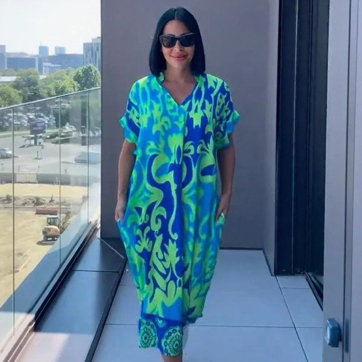 Oceania™ Dress in Viscose with a Loose Fit and Tropical Print