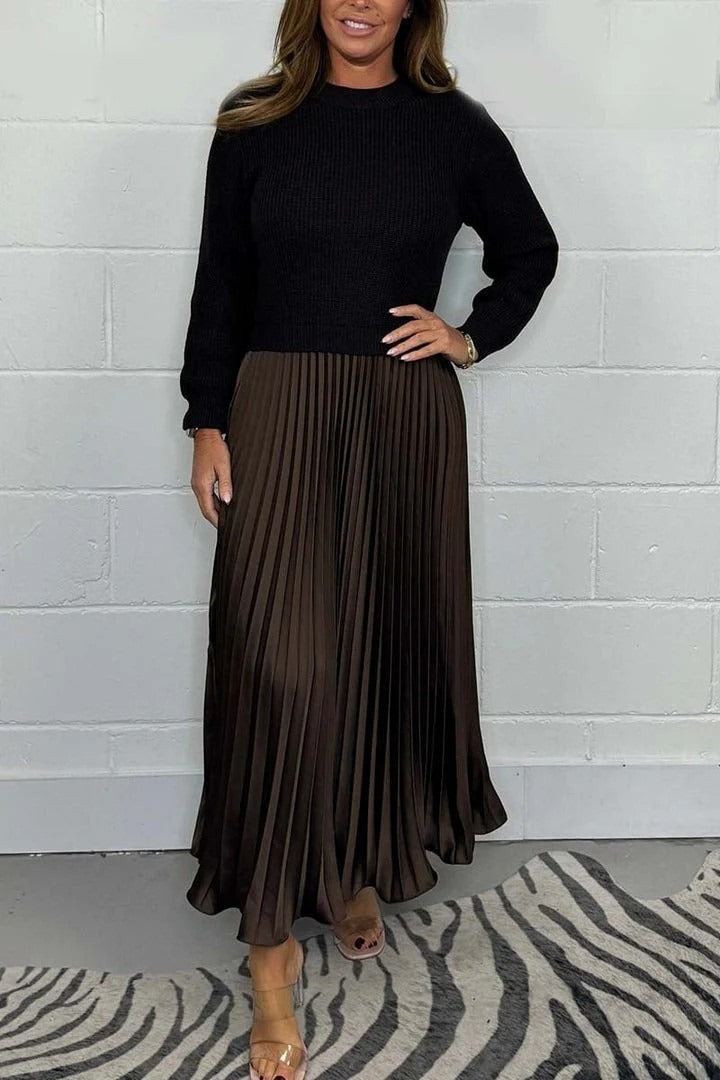 BRIELLE – ELEGANT PLEATED SWEATER DRESS