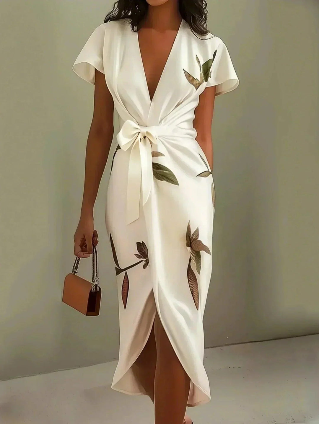 Women's Floral Print Wrap Midi Dress