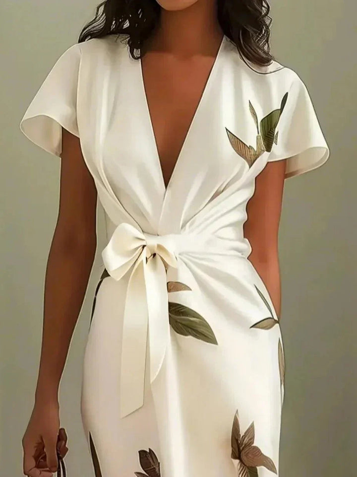 Women's Floral Print Wrap Midi Dress
