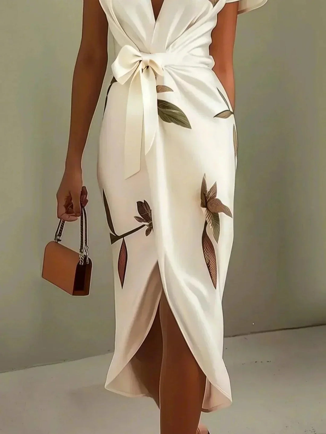 Women's Floral Print Wrap Midi Dress