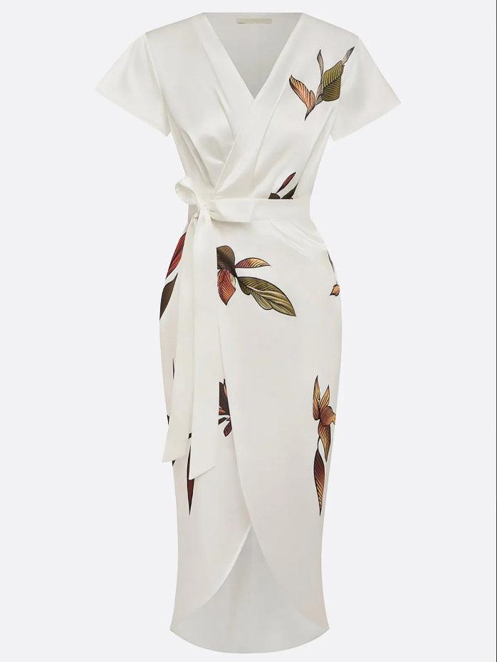 Women's Floral Print Wrap Midi Dress