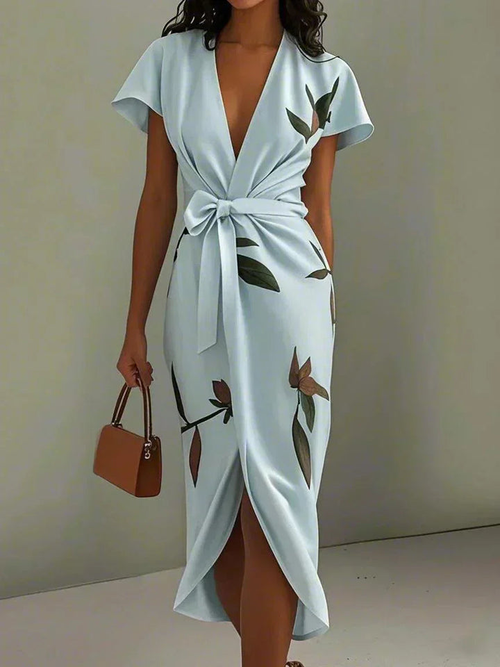 Women's Floral Print Wrap Midi Dress