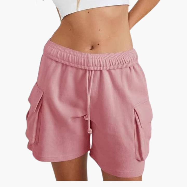 Women's Cargo Shorts with Elastic Waist and Utility Pockets