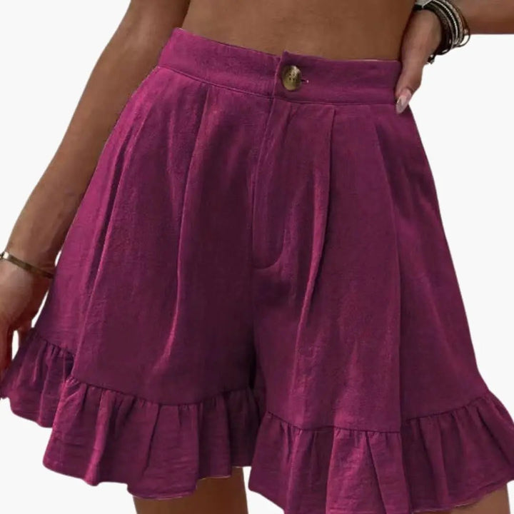 Women's Cotton Shorts with Wide Legs and Elastic Waist