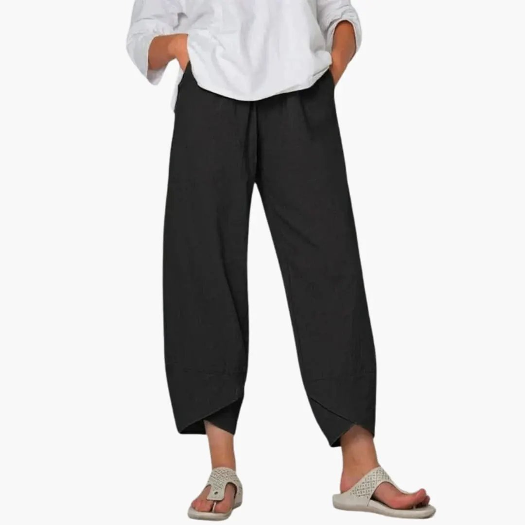 Women’s Elastic Waist Tapered Pants Full-Length Everyday Trousers