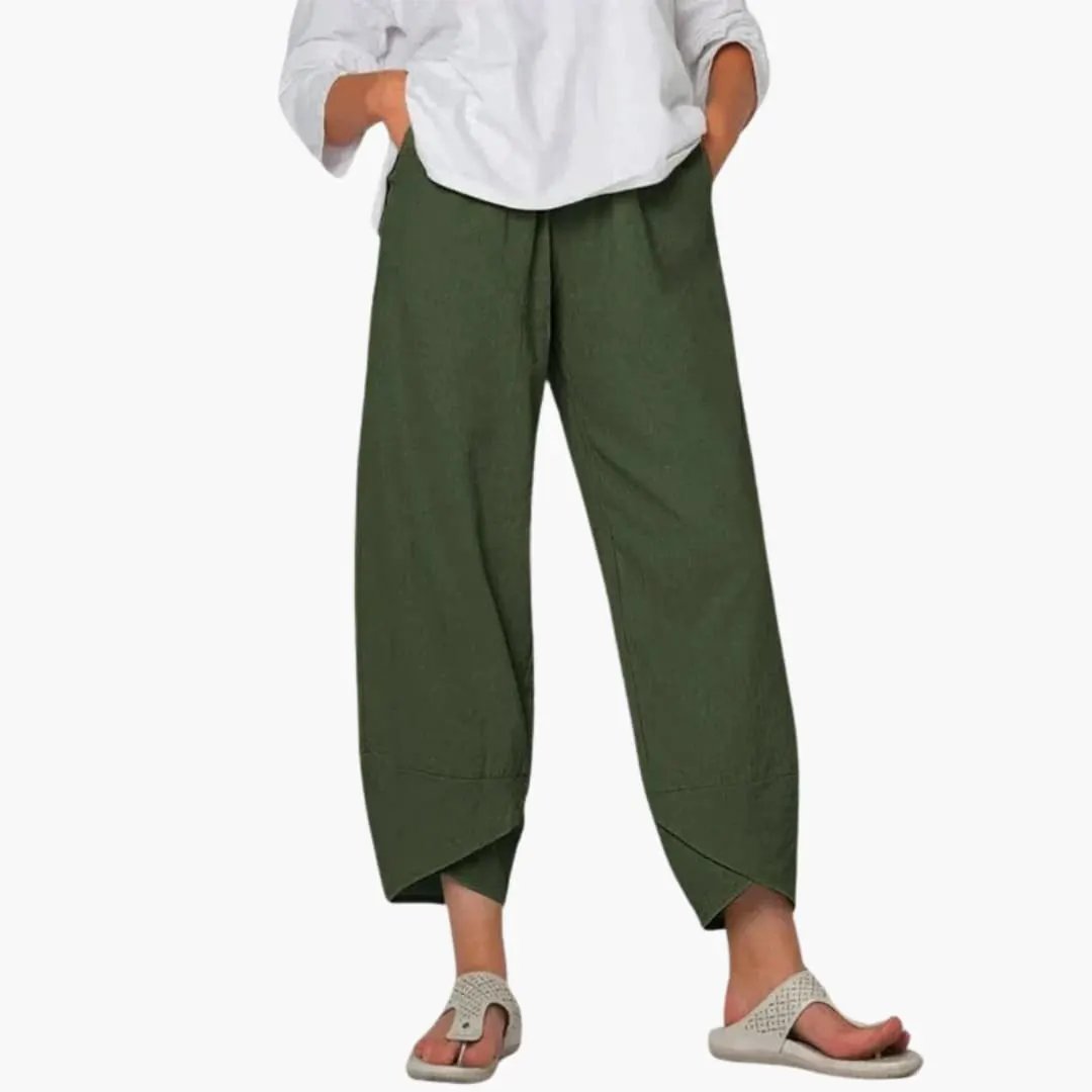 Women’s Elastic Waist Tapered Pants Full-Length Everyday Trousers