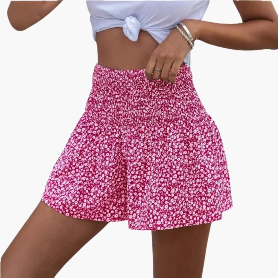 Women’s Floral Print Elastic Waist Shorts