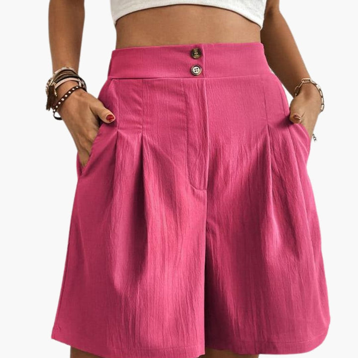 Women's High-Rise Wide-Leg Shorts with Side Pockets