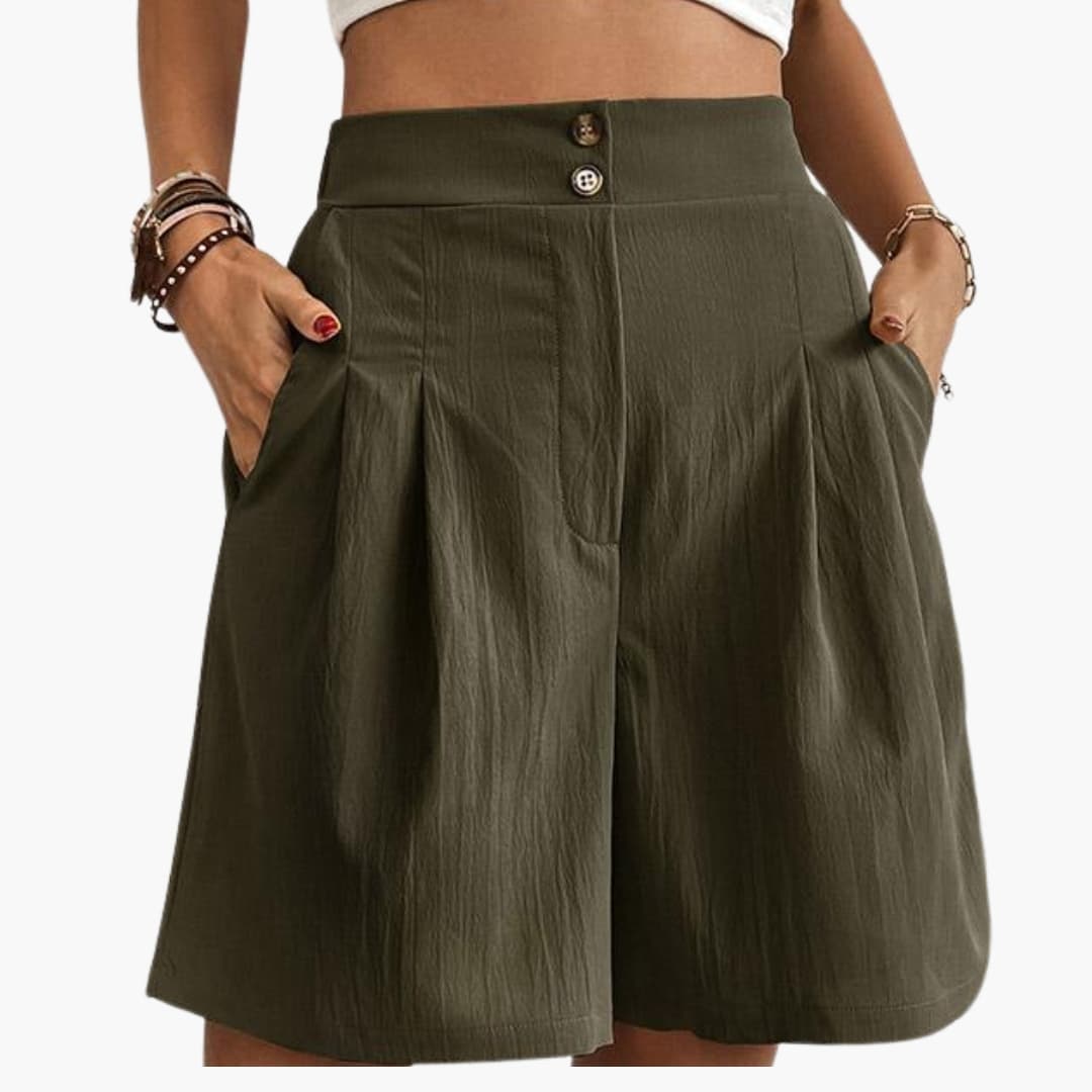 Women's High-Rise Wide-Leg Shorts with Side Pockets