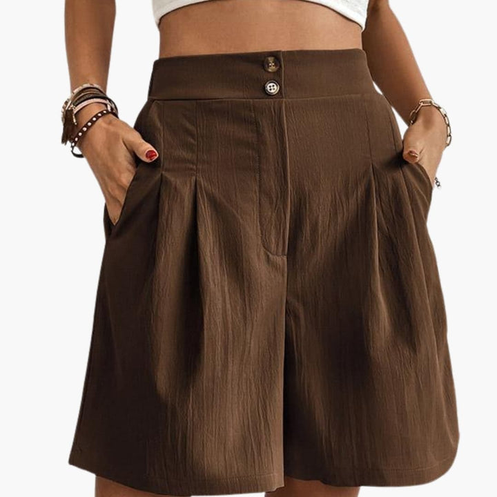 Women's High-Rise Wide-Leg Shorts with Side Pockets