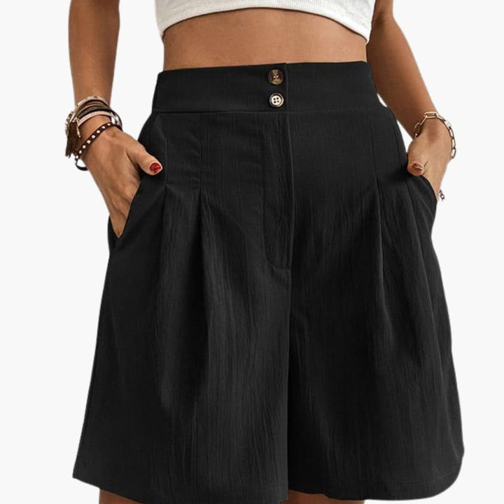 Women's High-Rise Wide-Leg Shorts with Side Pockets