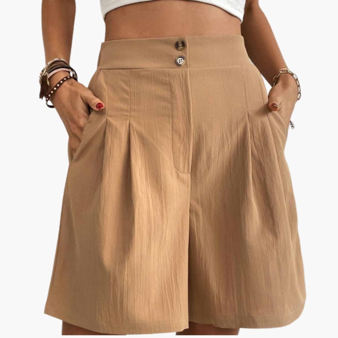 Women's High-Rise Wide-Leg Shorts with Side Pockets