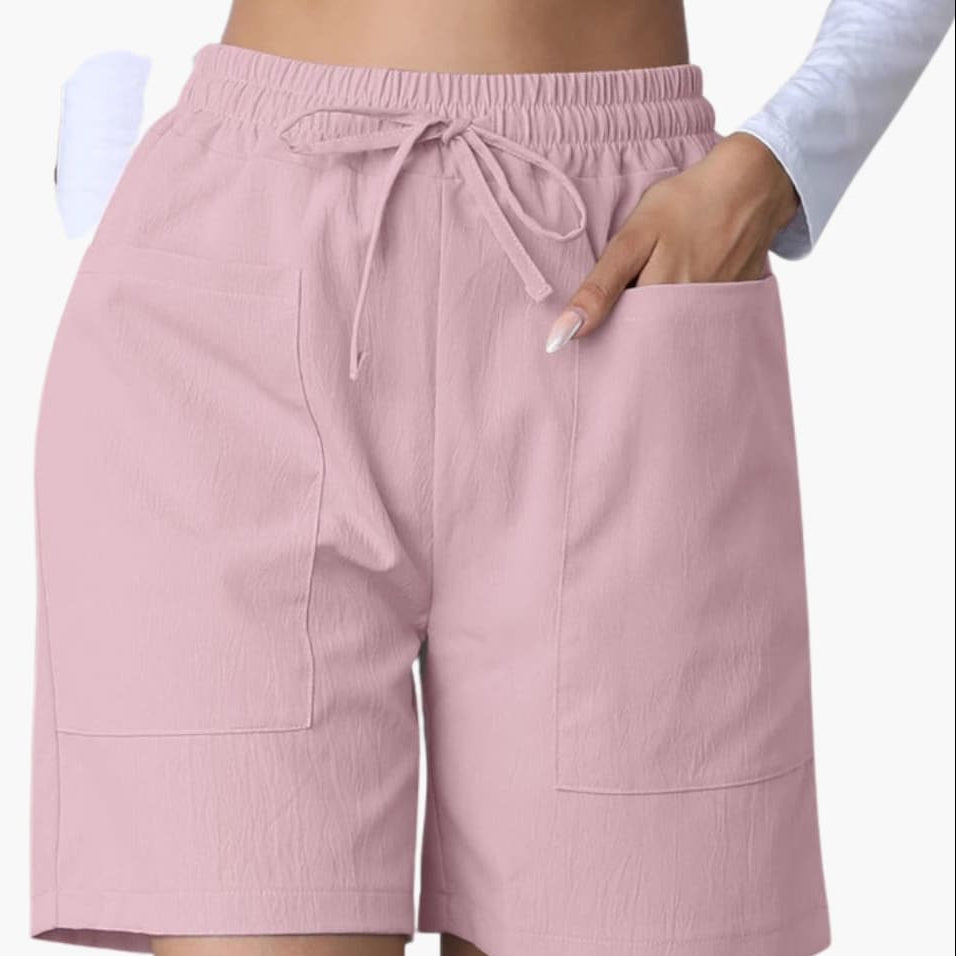 Women's High-Waisted Shorts with Wide Legs and Pockets