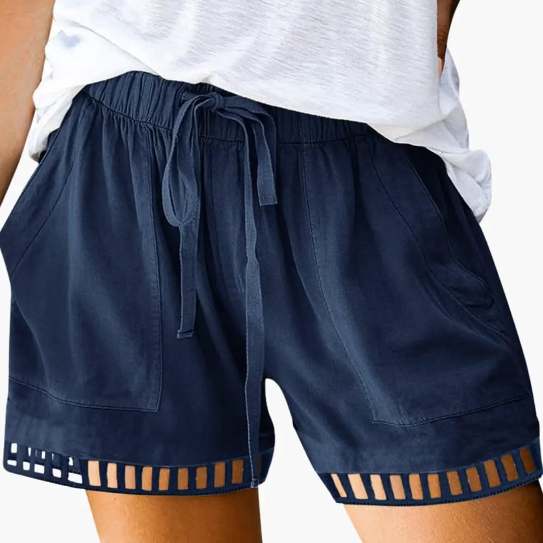 Women’s Loose Fit Drawstring Shorts with Hem Inserts