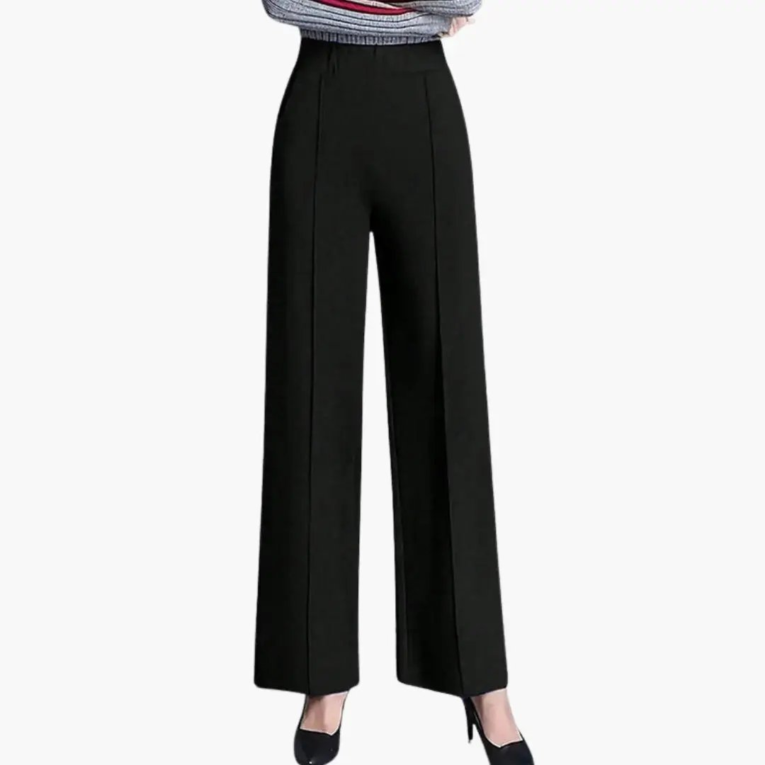 Women's Palazzo Pants with High Waist and Side Pleats